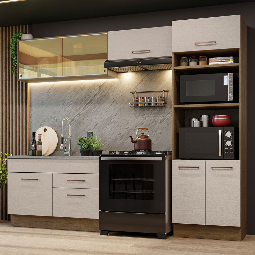 Combo completo de Cocina 270cm Marrón/Crema Agata Madesa 05