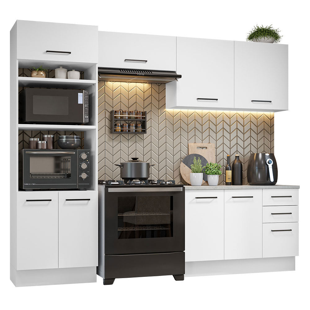 Combo completo de Cocina 270 cm 8 Puertas 3 Cajones Sin Mesada Blanco Agata Madesa 07