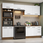 Combo completo de Cocina 270 cm 8 Puertas 3 Cajones Sin Mesada Marrón/Blanco Agata Madesa 07