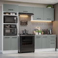 Combo completo de Cocina 270 cm 8 Puertas 3 Cajones Sin Mesada Blanco/Gris Agata Madesa 07