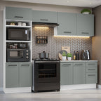 Combo completo de Cocina 270 cm 8 Puertas 3 Cajones Sin Mesada Blanco/Gris Agata Madesa 07