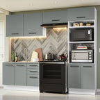 Combo completo de Cocina 270 cm 8 Puertas 3 Cajones Sin Mesada Blanco/Gris Agata Madesa 08