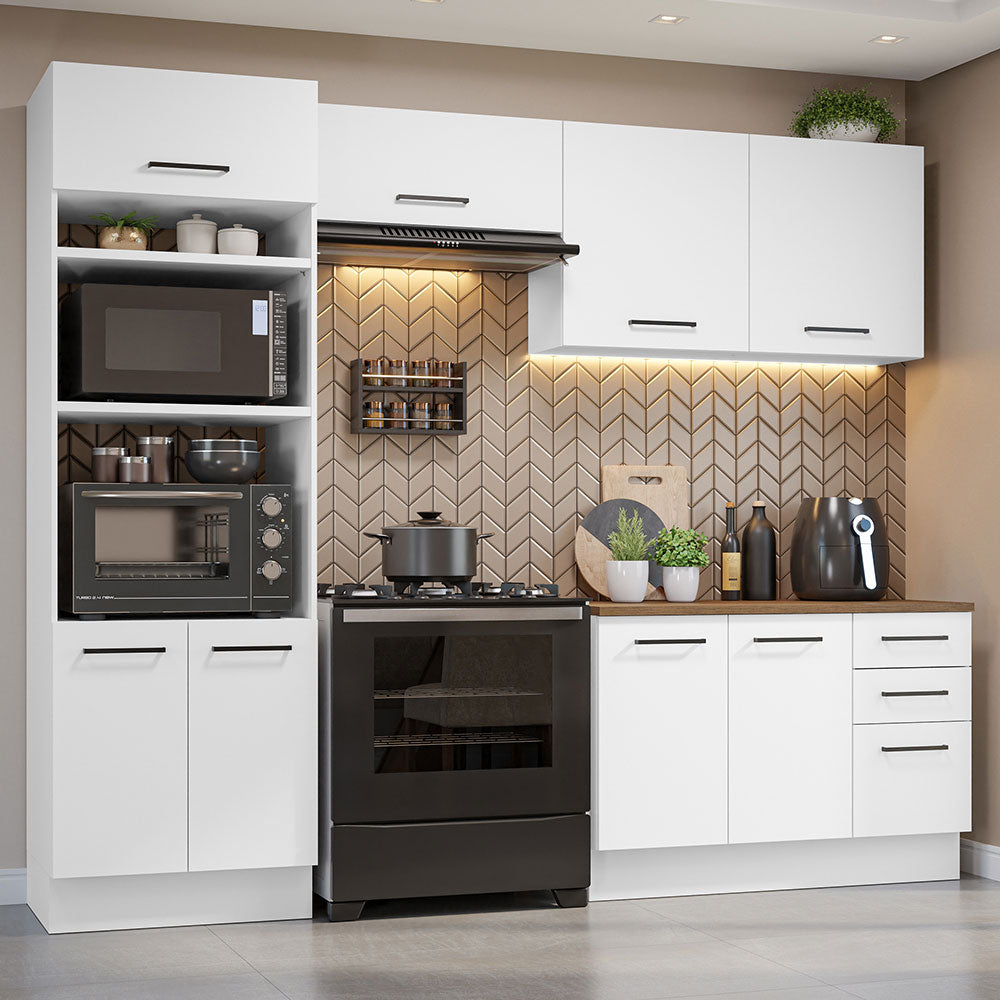 Combo completo de Cocina 270cm Blanco/Marrón 60cm de fondo Agata Madesa 09