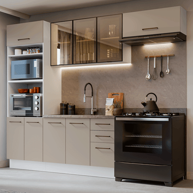Combo completo de Cocina 270 cm Blanco/Crema Agata Madesa
