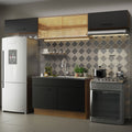 Cocina Compacta 280 cm 5 Puertas 2 Cajones Sin Mesada Marrón/Negro Agata Madesa