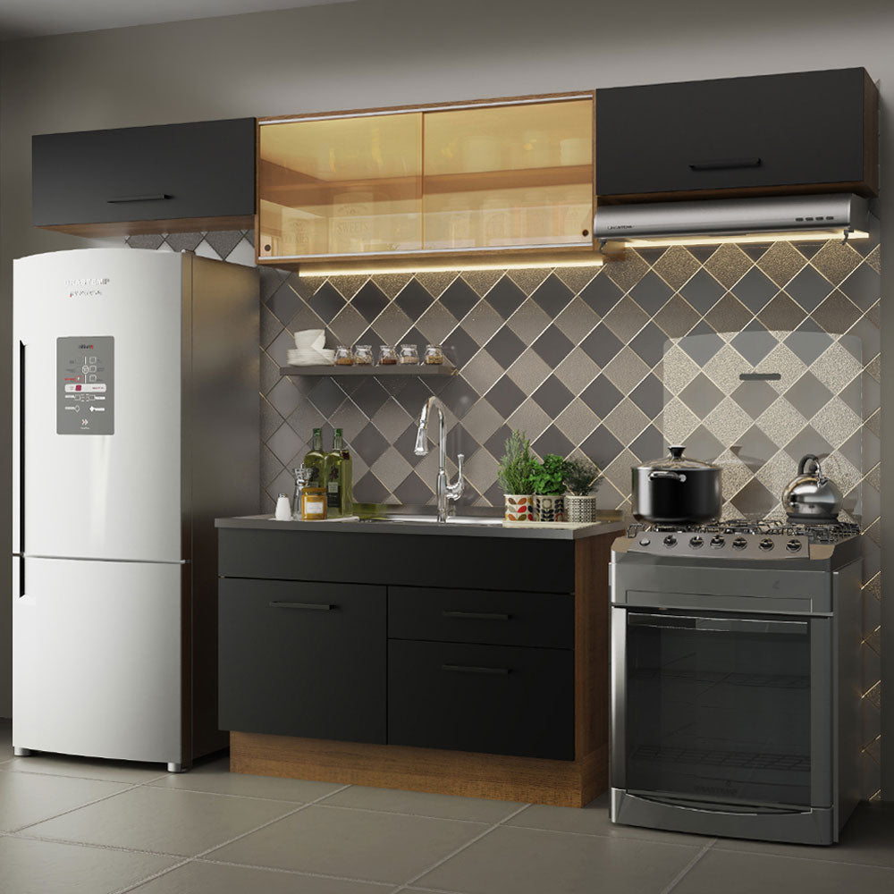 Cocina Compacta 280 cm Agata Marrón/Negro 01