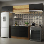 Cocina Compacta 280 cm 5 Puertas 2 Cajones Sin Mesada Marrón/Negro Agata Madesa