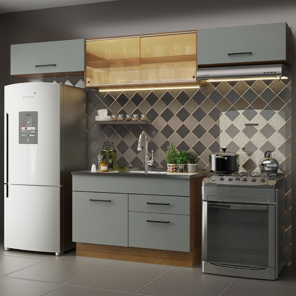 Cocina Compacta 280 cm Agata Marrón/Gris 01