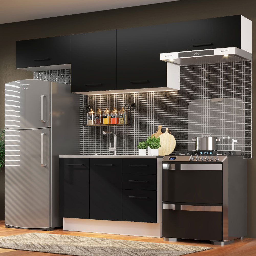Cocina Compacta 280 cm Agata Blanco/Negro 02