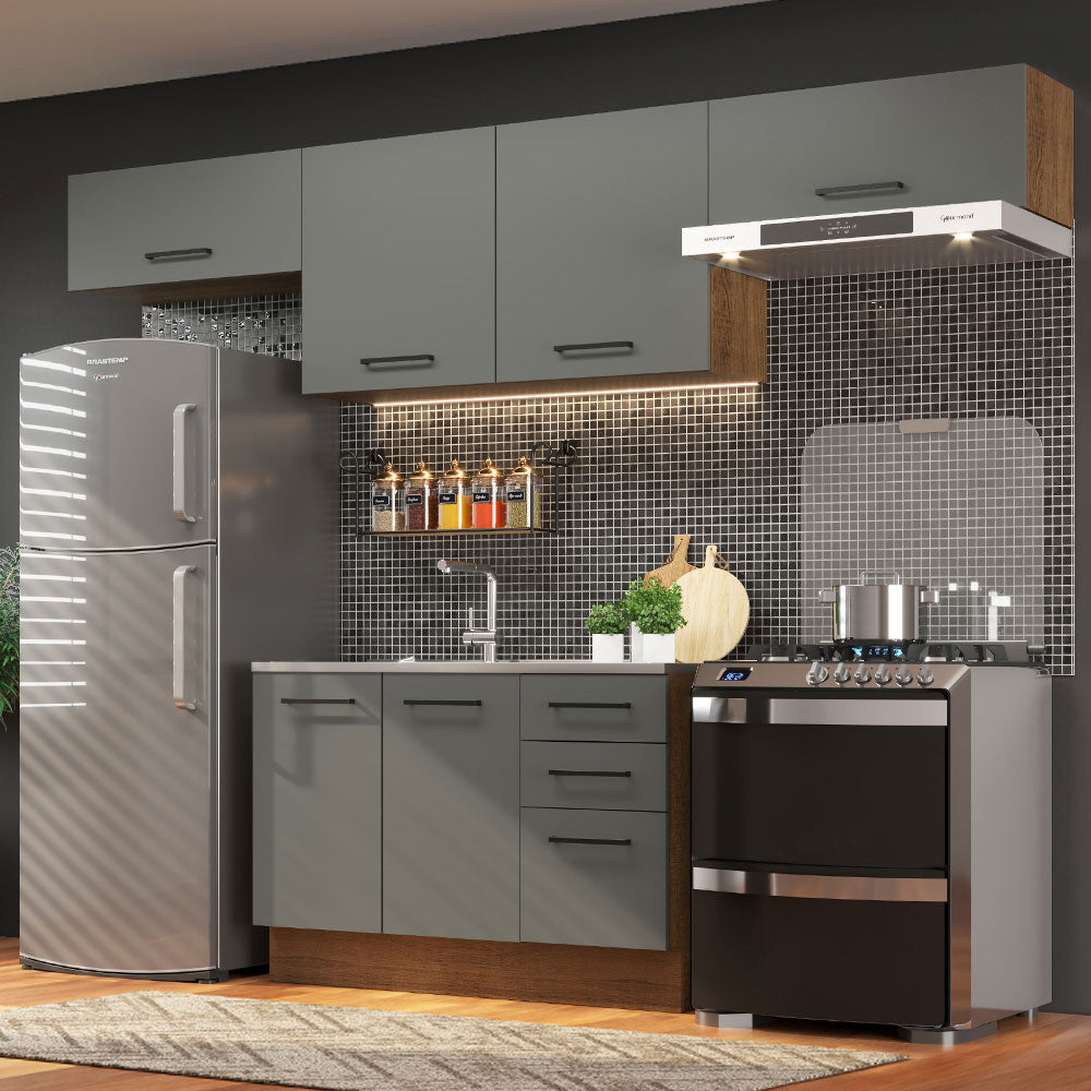 Cocina Compacta 280 cm Agata Marrón/Gris 02