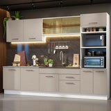 Combo completo de Cocina, 310 cm, Blanco/Crema Agata 01