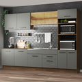 Combo completo de Cocina 310 cm 10 Puertas 2 Cajones Sin Mesada Marrón/Gris Agata Madesa