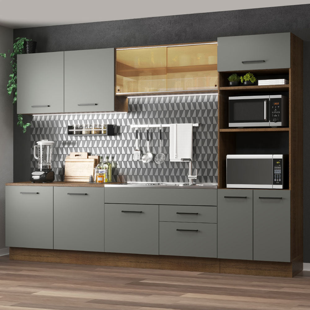Combo completo de Cocina 310 cm Marrón/Gris Agata 01