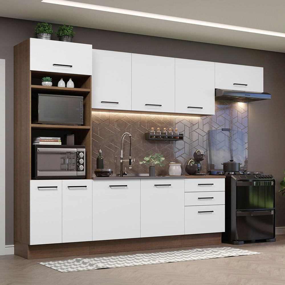 Combo completo de Cocina 330cm Marrón Blanco Agata 01