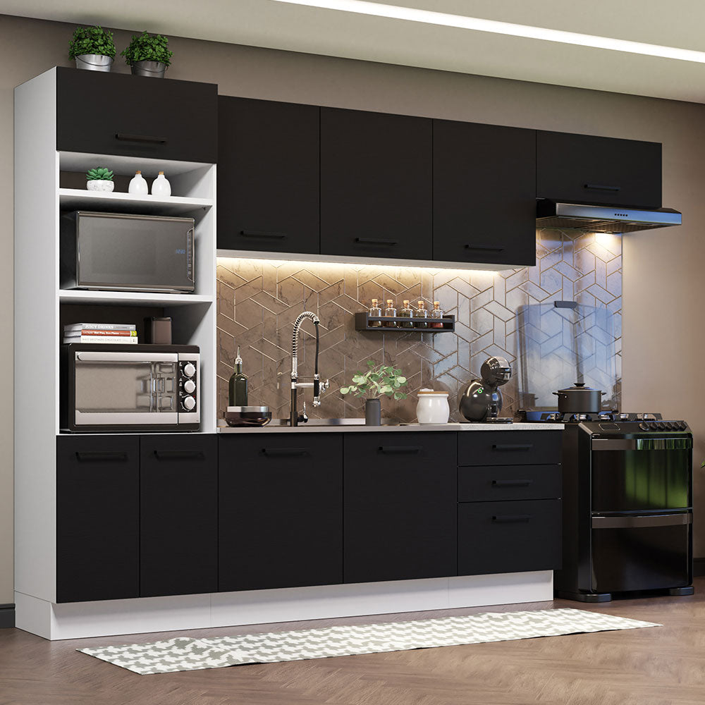 Combo completo de Cocina, 330cm, Blanco Negro Agata 01
