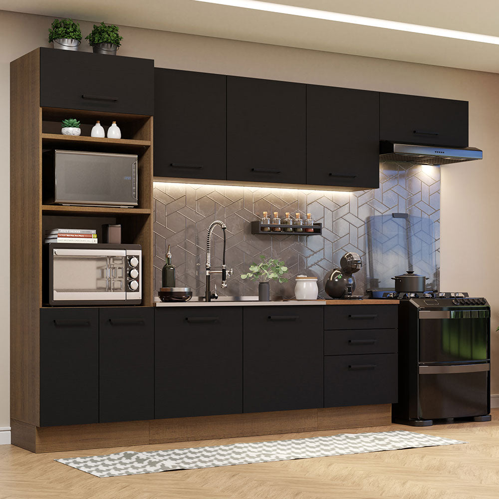 Combo completo de Cocina 330cm Marrón Negro Agata 01