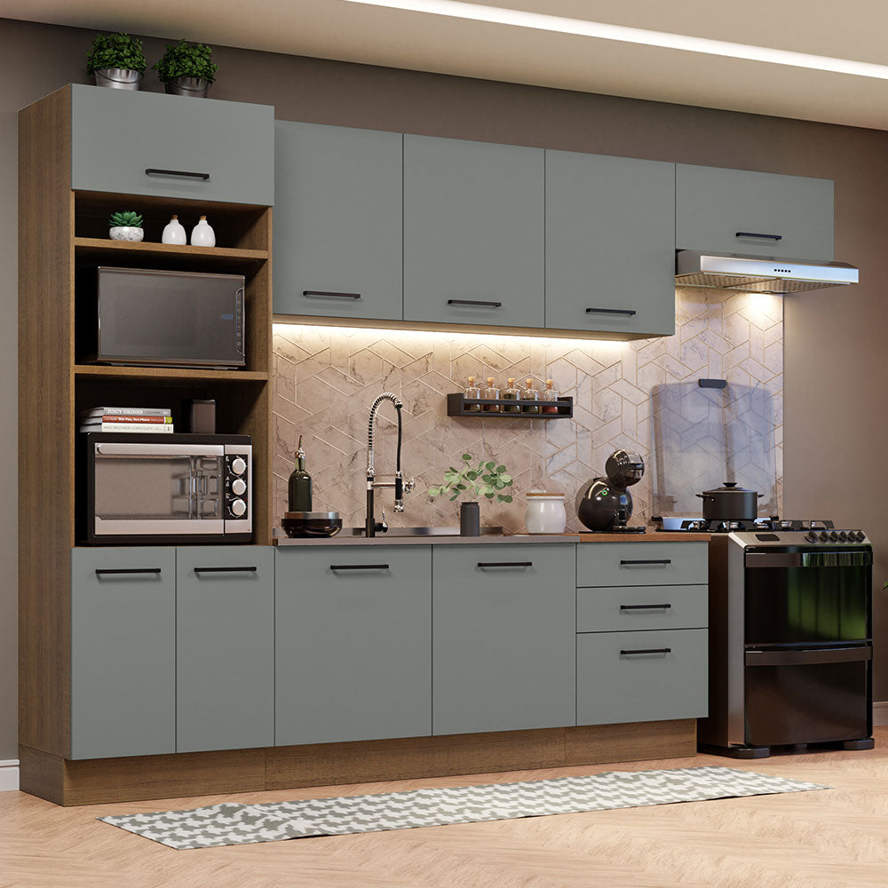 Combo completo de Cocina 330cm Marrón Gris Agata 01