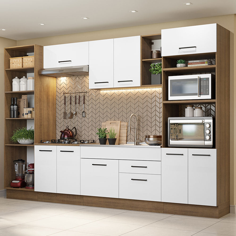 Combo completo de Cocina 330cm Marrón/Blanco Agata 02