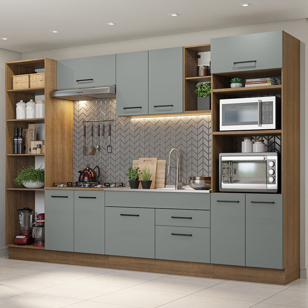 Combo completo de Cocina 330cm Marrón/Gris Agata Madesa 02