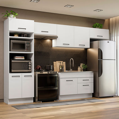 Combo completo de Cocina 350 cm 8 Puertas 2 Cajones Sin Mesada Blanco Agata Madesa