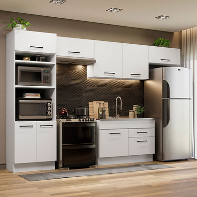 Combo completo de Cocina 350 cm 8 Puertas 2 Cajones Sin Mesada Blanco Agata Madesa