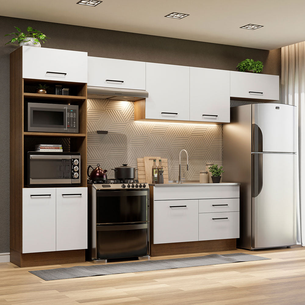 Combo completo de Cocina 350 cm Marrón/Blanco Agata 01