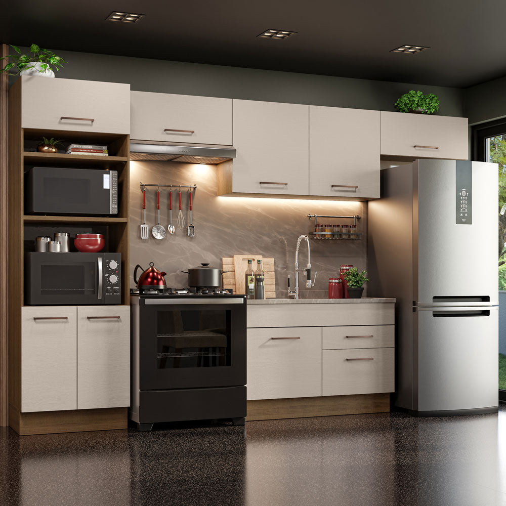 Combo completo de Cocina 350cm Marrón/Crema Agata Madesa 01