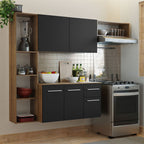 Cocina Compacta 180 cm 5 Puertas 1 Cajón Marrón/Negro Easy Madesa