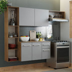 Cocina Compacta 180 cm 5 Puertas 1 Cajón Marrón/Gris Easy Madesa