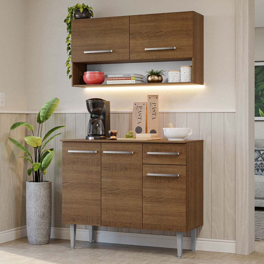 Cocina Compacta 105 cm Emilly Marrón 03