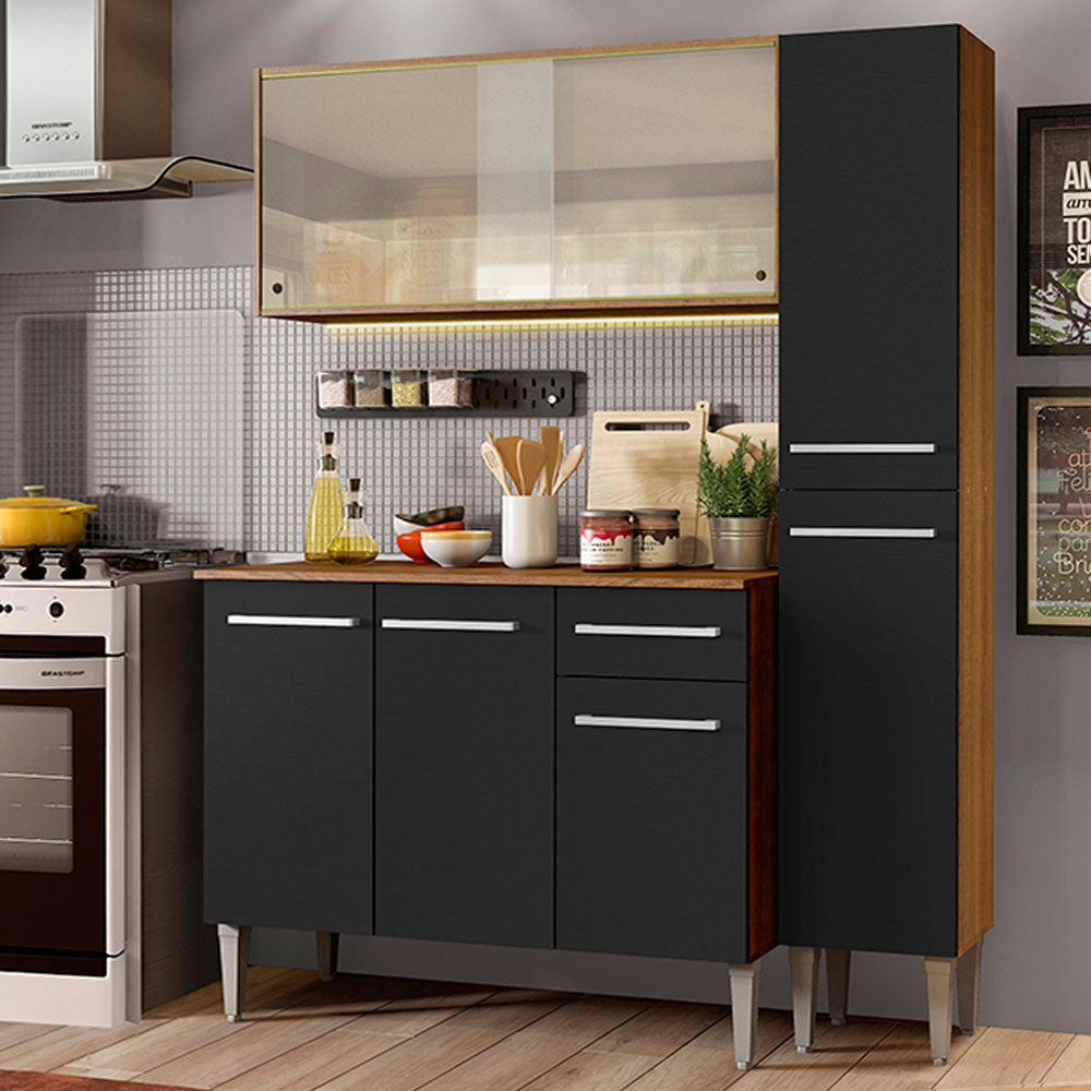 Combo de Cocina 137cm Marrón/Negro Emilly Force Madesa 02