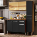 Cocina Compacta 137 cm 7 Puertas 1 Cajón Marrón/Negro Emilly Madesa