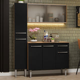 Combo completo de Cocina 137cm Marrón/Negro Emilly 05
