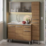 Combo completo de Cocina 137 cm con Bacha de acero, Marrón Emilly 07