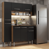 Cocina Compacta 137 cm Emilly Marrón/Negro 012