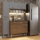 Cocina Compacta 137 cm Emilly Marrón/Gris 012