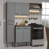 Cocina Compacta 156 cm Emilly Marrón/Gris 01