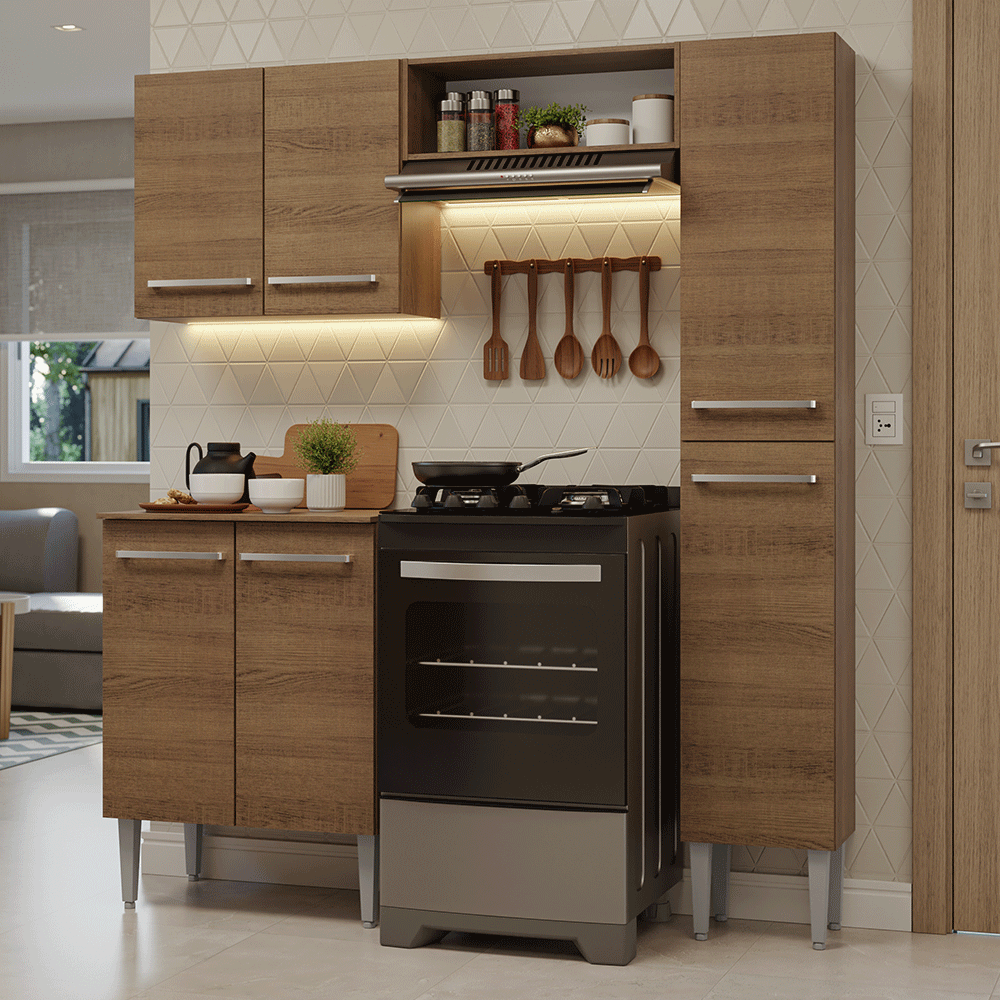Cocina Compacta 156 cm Emilly Marrón 02