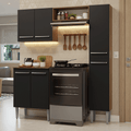 Cocina Compacta 156 cm 6 Puertas 1 Nicho Abierto Marrón/Negro Emilly Madesa