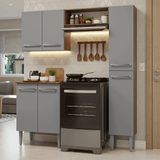 Cocina Compacta 156 cm Emilly Marrón/Gris 02
