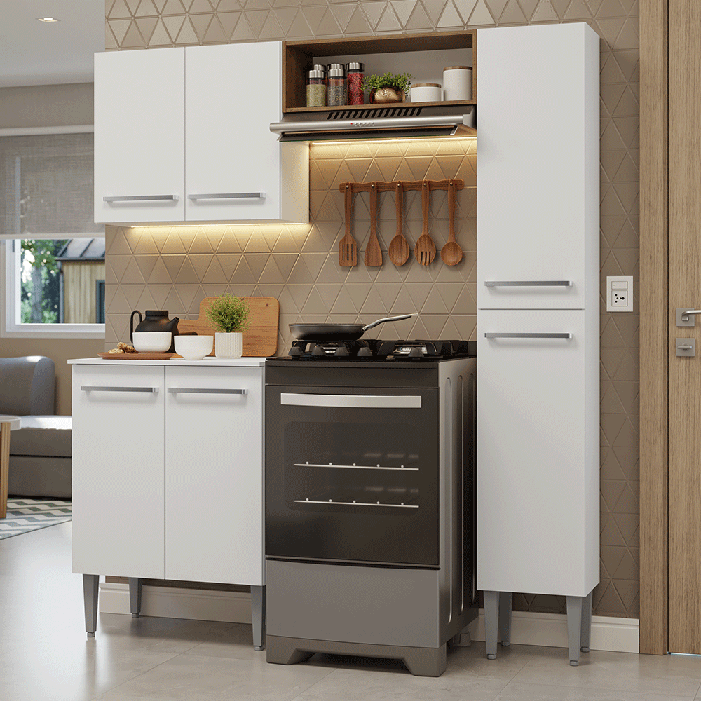 Cocina Compacta 156 cm Emilly Blanco/Marrón 02