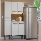 Cocina Compacta 156 cm 6 Puertas 1 Nicho Abierto Blanco Emilly Madesa
