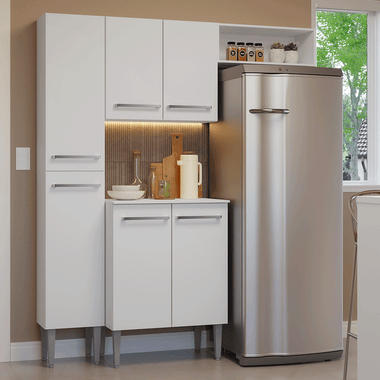 Cocina Compacta 156 cm 6 Puertas 1 Nicho Abierto Blanco Emilly Madesa