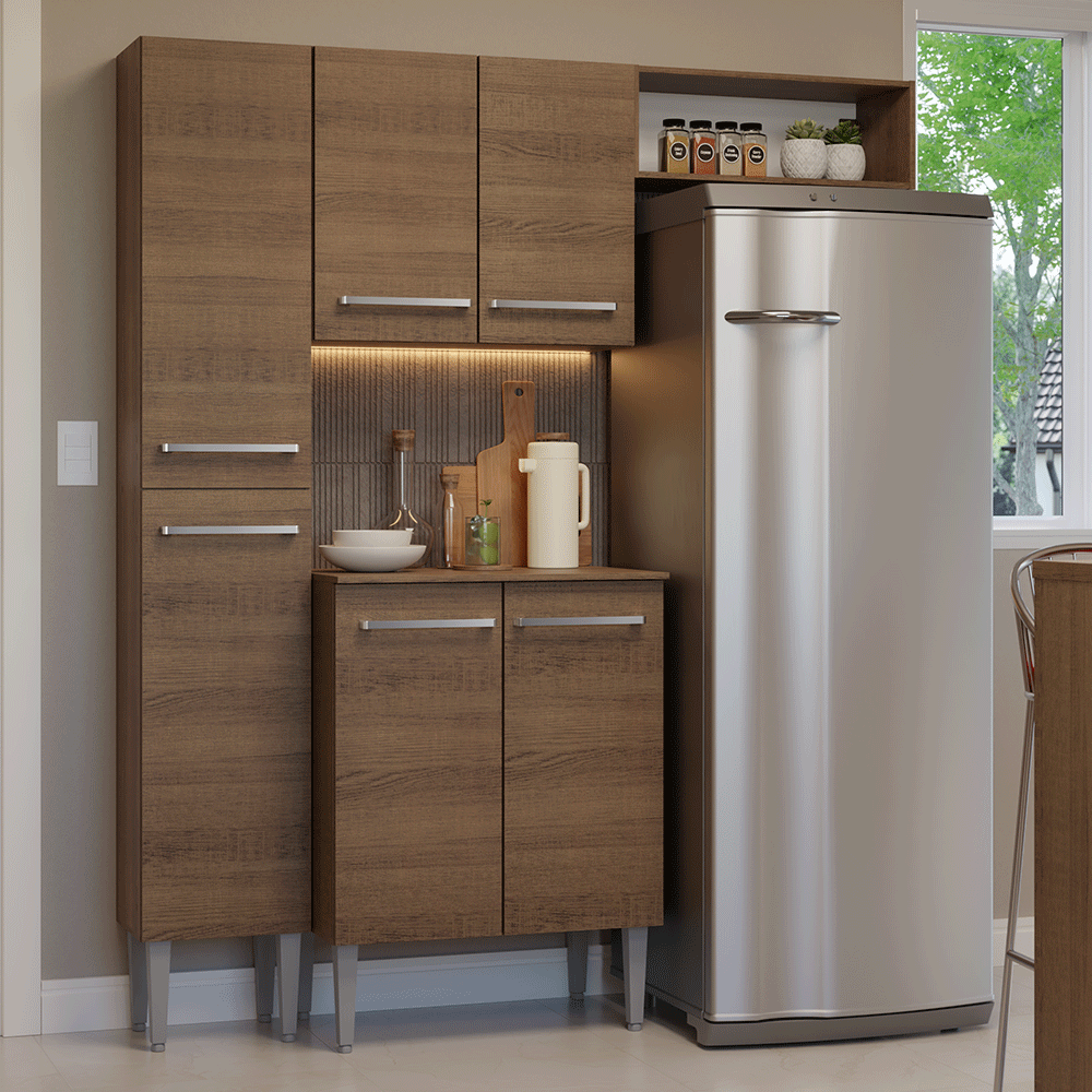 Cocina Compacta 156 cm Emilly Marrón 03