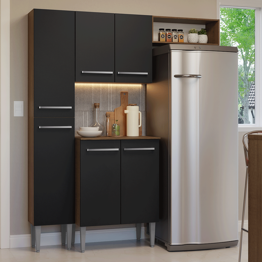 Cocina Compacta 156 cm Emilly Marrón/Negro 03