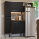Cocina Compacta 156 cm Emilly Marrón/Negro 03