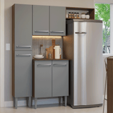 Cocina Compacta 156 cm Emilly Marrón/Gris 03