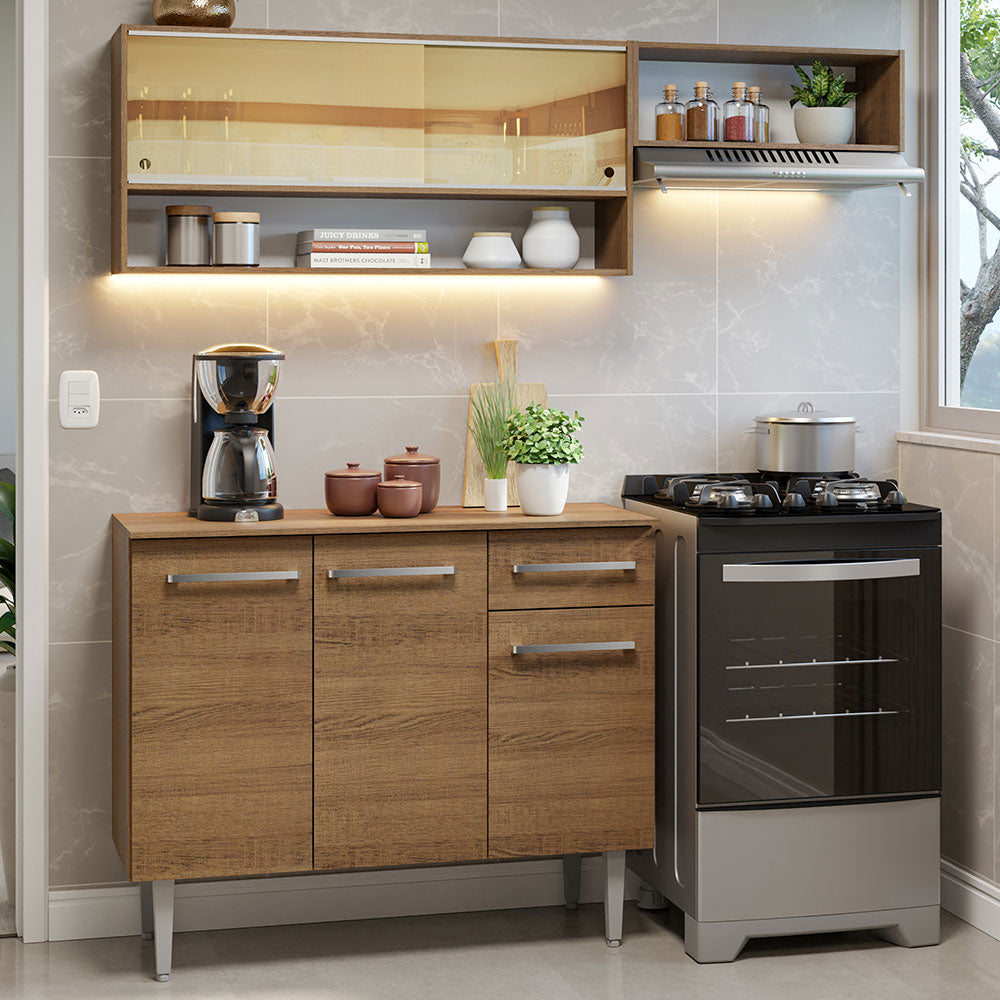 Combo de Cocina Compacta 165cm Marrón Emilly Madesa 02