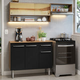 Combo de Cocina Compacta 165cm Marrón/Negro Emilly Madesa 02