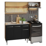 Combo de Cocina 165 cm con Bacha Emilly Marrón/Negro 06